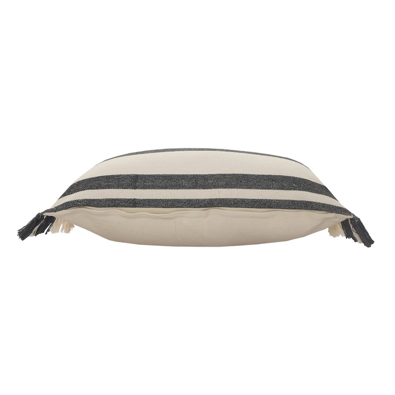Ashmere Farmhouse Frost Gray/White Striped Cotton Throw Pillow by Sevita