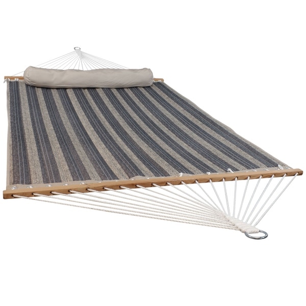 Sunnydaze 2-Person Quilted Spreader Bar Hammock and Pillow - Mountainside - Hammock ONLY