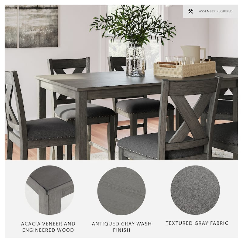 Signature Design by Ashley Caitbrook Gray Counter Height Dining Table and Bar Stools (Set of 7)