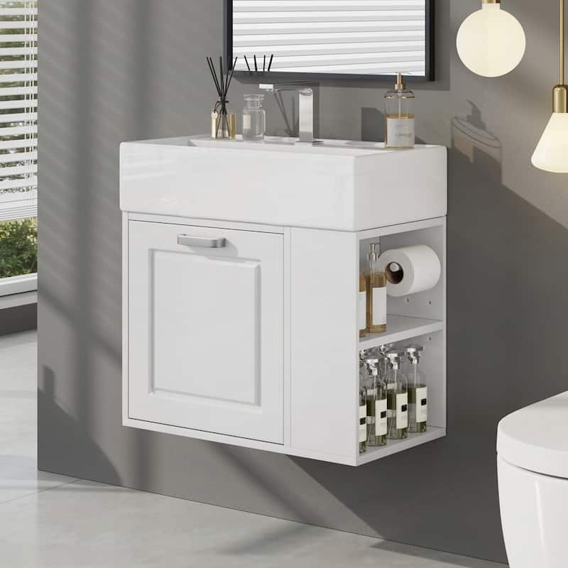 21.8 inch Wall Mounted Floating Cabinet Bathroom Vanity with Sink