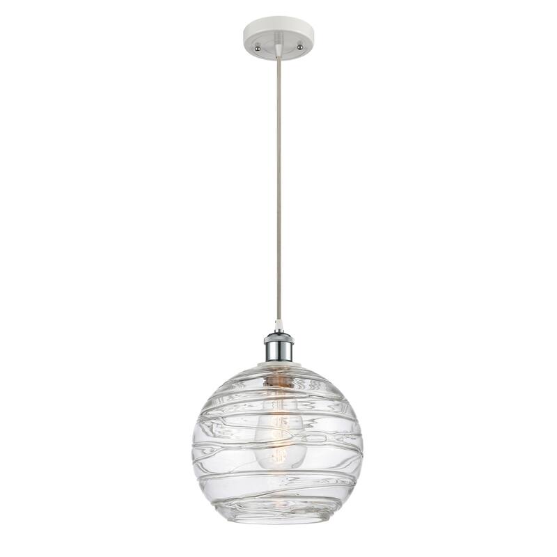Innovations Lighting Ballston Athens Deco Swirl - 1 Light 10" Cord Hung Mini Pendant - White and Polished Chrome