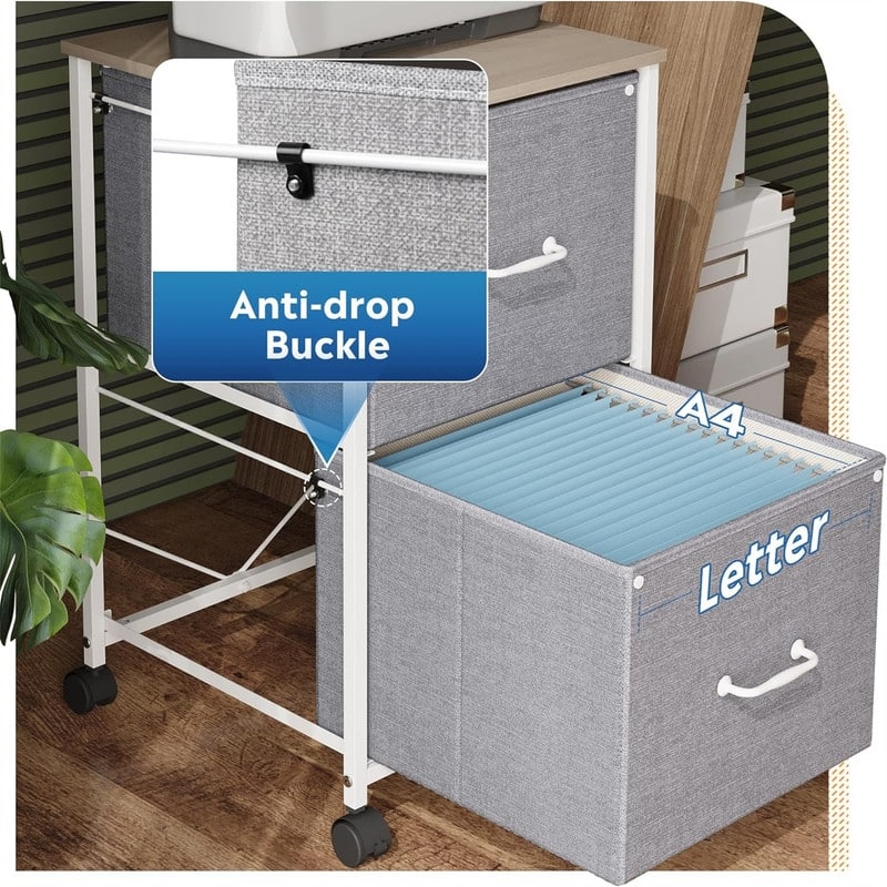 2 Drawer Mobile File Cabinet - 15.7"D x 15.4"W x 26.8"H