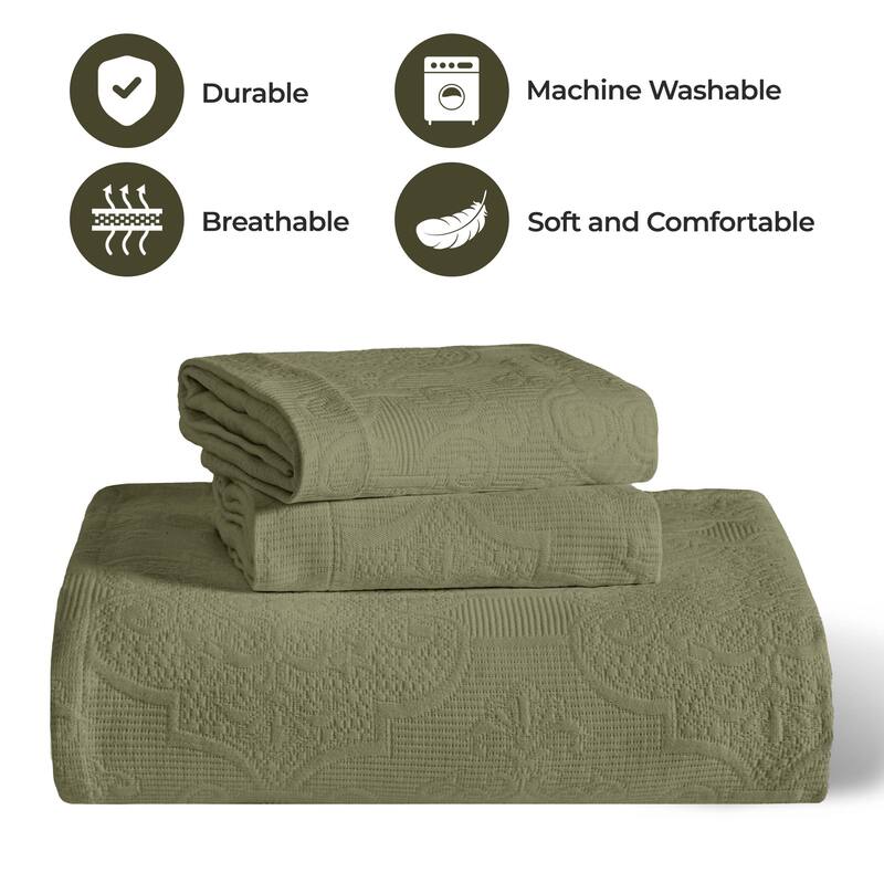 Superior Florin Jacquard Scrolling Medallion Cotton Bedspread Set