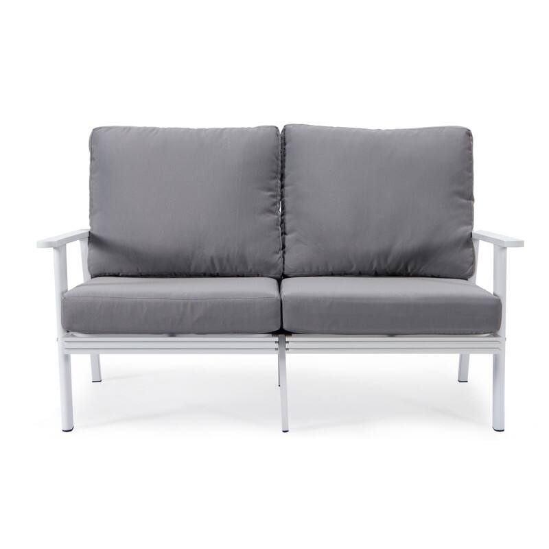 Walbrooke Polyester Upholstered Aluminum Frame Outdoor Loveseat with Powder-Coated Finish and Removable Cushion Covers - 56.69