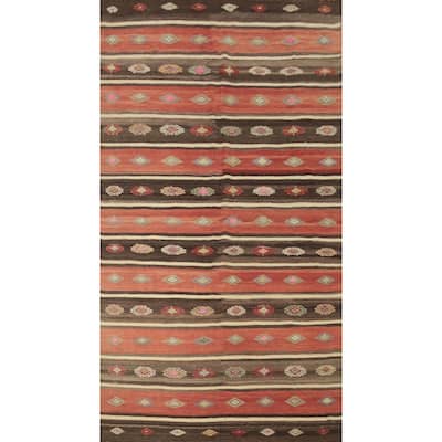 Hand Woven Oriental 100% Wool Carpet Southwestern Tribal Multi-Colored Kilim Area Rug - 10' 4'' X 5' 9''