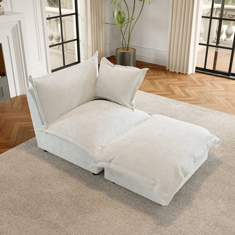 Modern Cloud Chaise Longue Accent Chair with Ottoman set