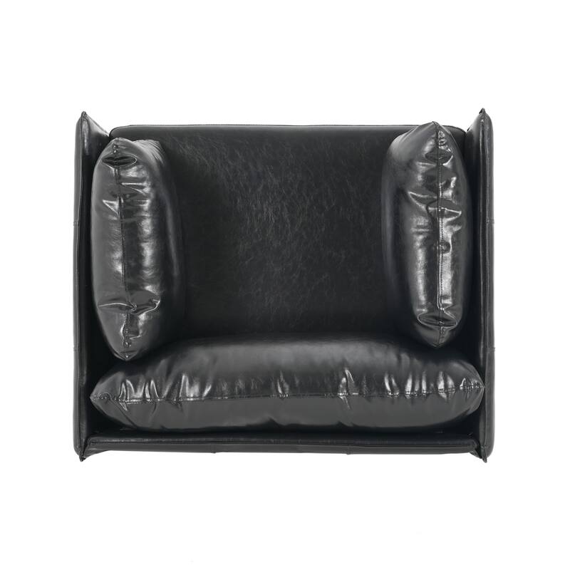 Faux Leather Lounge Chair with Wood Frame