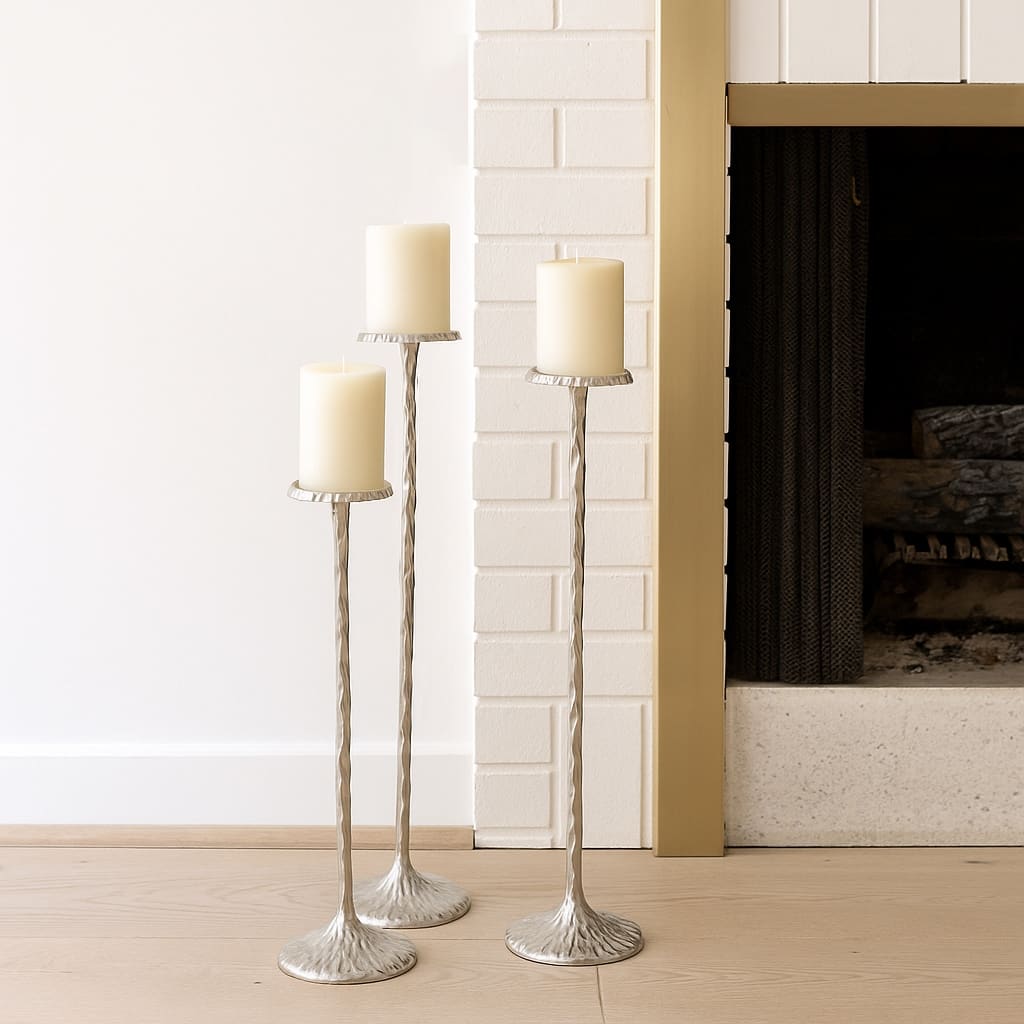 Tall Metal Floor Candle Stands for Pillar Candles, Set of 3 - 40.0"