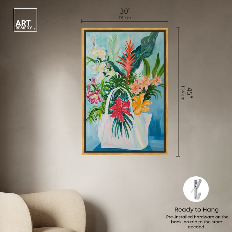 Art Remedy Tropical Flower Bag Framed Flowers In Vase Paintings