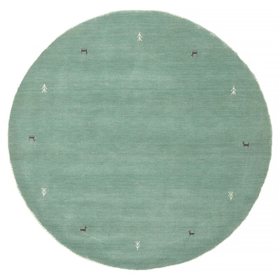 Kashkuli Gabbeh Teal Rug 4'11" x 4'11" - 4'11 x 4'11