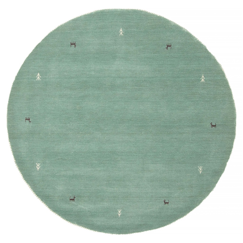 Kashkuli Gabbeh Teal Rug 4'11" x 4'11" - 4'11 x 4'11