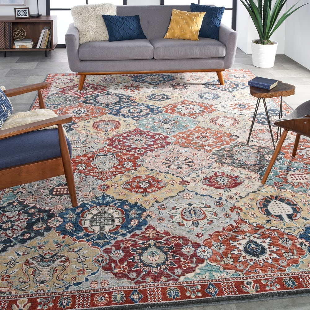 Nourison Parisa Traditional Moroccan Lantern Floral Medallion Area Rug