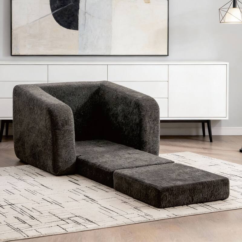 40"W Single Foldable Sofa Bed Equipped with Armrest and Backrest