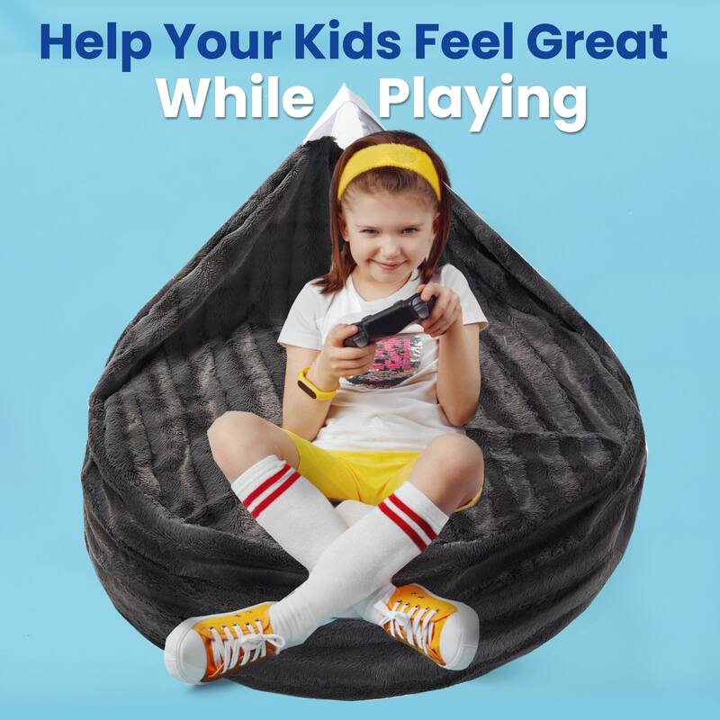 Cheer Collection Faux Fur Bean Bag and Stuffed Animal Storage Case