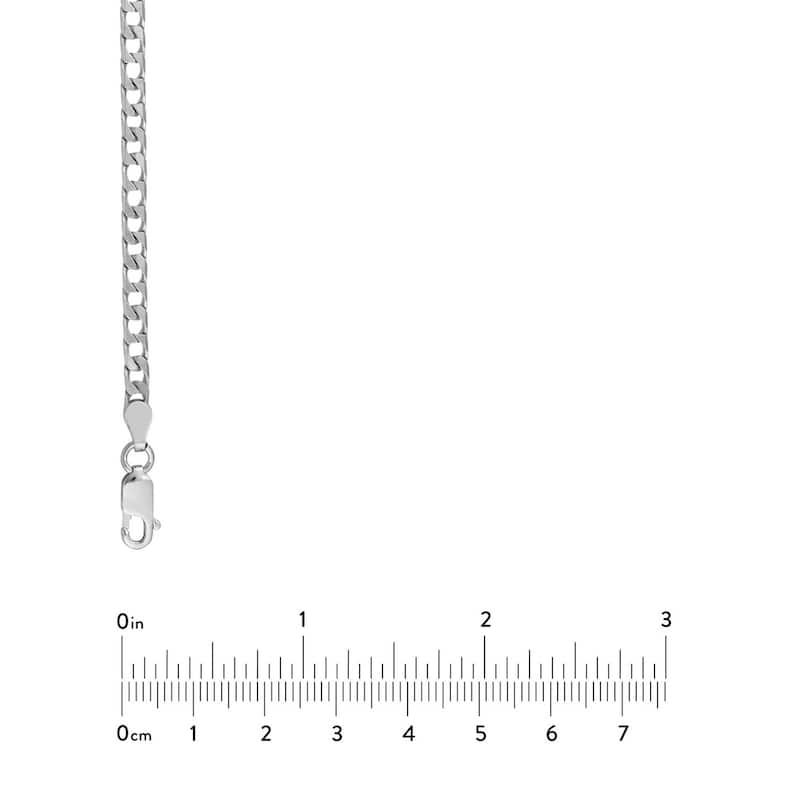 Curata 925 Sterling Silver Rhodium 3.45mm Curb Chain Necklace for Men (Lobster)