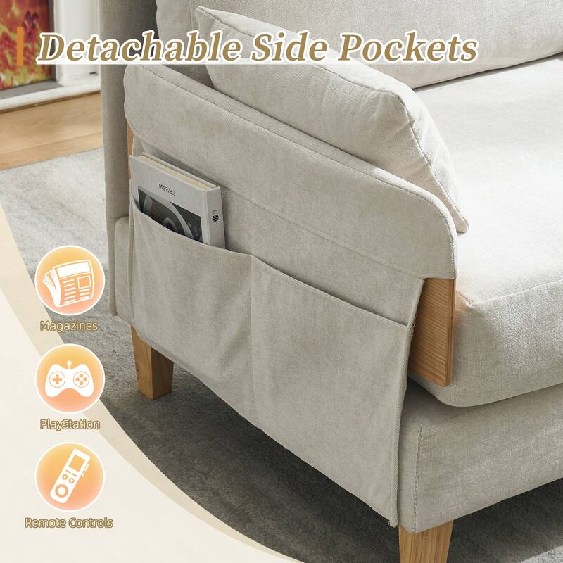 3-in-1 Convertible Chenille Sleeper Sofa, Foldable Sofa Bed with Three Pillows