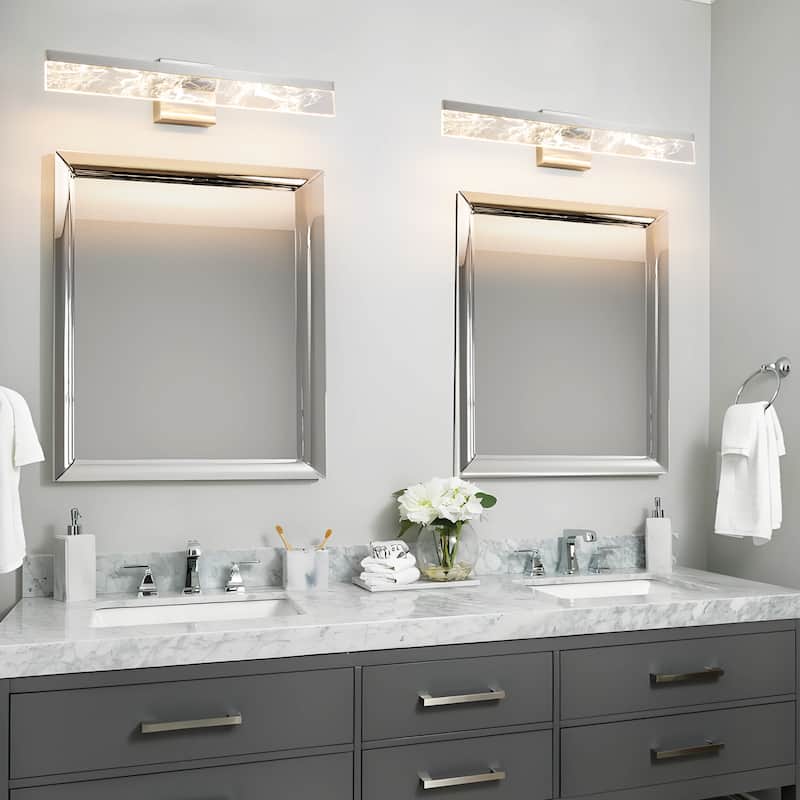 LED Bathroom Vanity Light 24/32/39 inch Dimmable Metal Wall Sconce - Black/Warm White Light