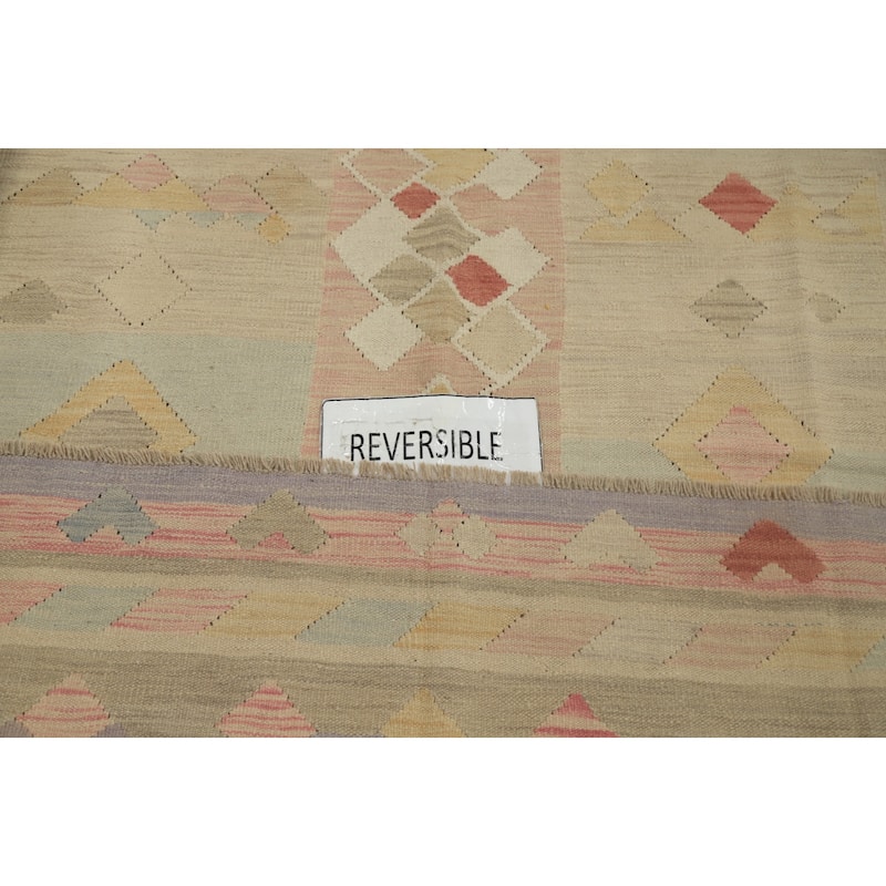 Hand Woven Oriental 100% Wool Carpet Southwestern Tribal Multi-Colored Kilim Area Rug - 8' 3'' X 5' 6''