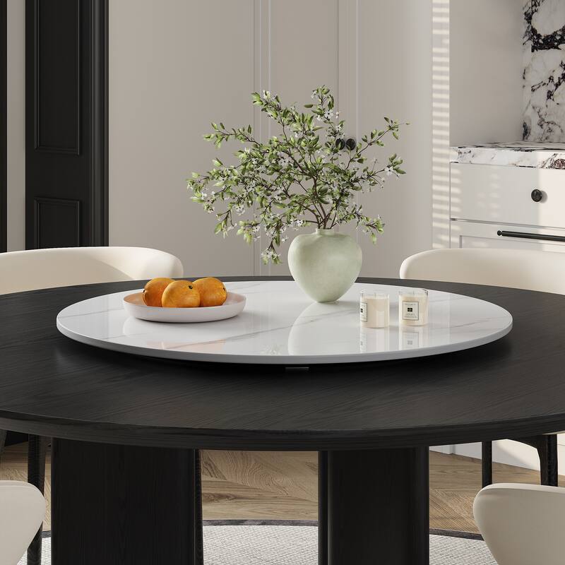 31.5" Round Lazy Susan, White Glossy Sintered Stone Material (Not Table Included)