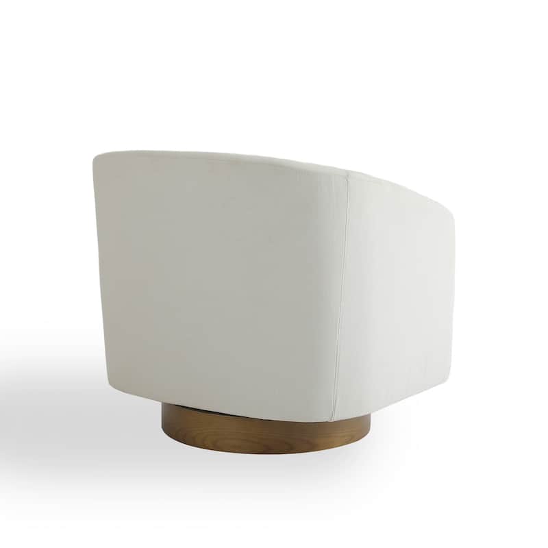 Faux Leather Wide Seat Swivel Barrel Chair