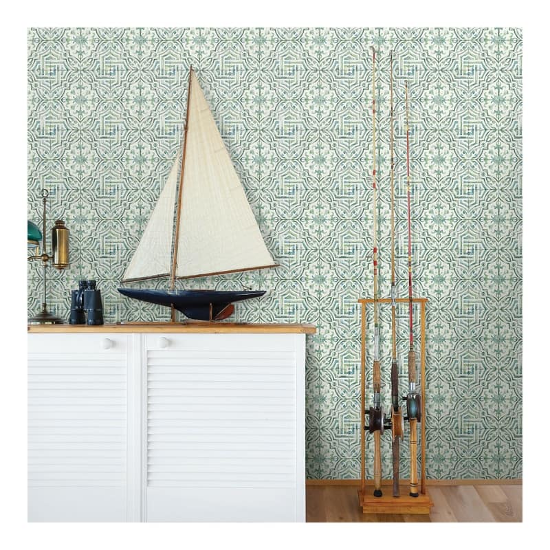 Chesapeake Sonoma Green Beach Tile Wallpaper - 20.5 x 396 x 0.025