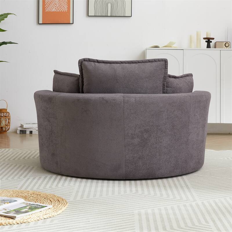 Modern Swivel Accent Barrel Chair with Storage Ottoman Chenille Fabric