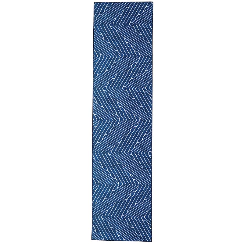 Fuller Machine Washable Geometric Area Rug - 2' x 8' Runner - Blue