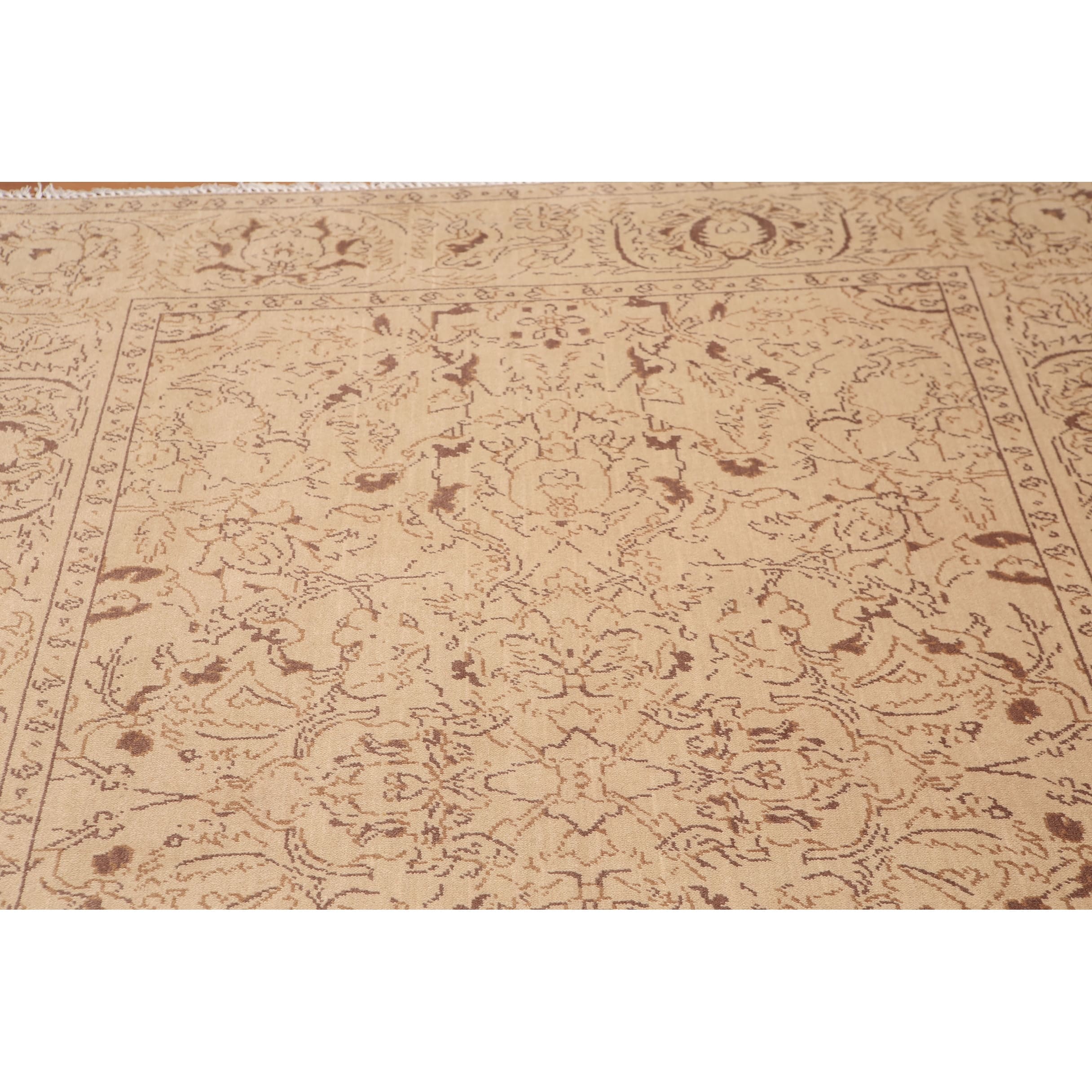 HandKnotted Tan,Brown Oriental Area Rug Wool Traditional Oriental Area