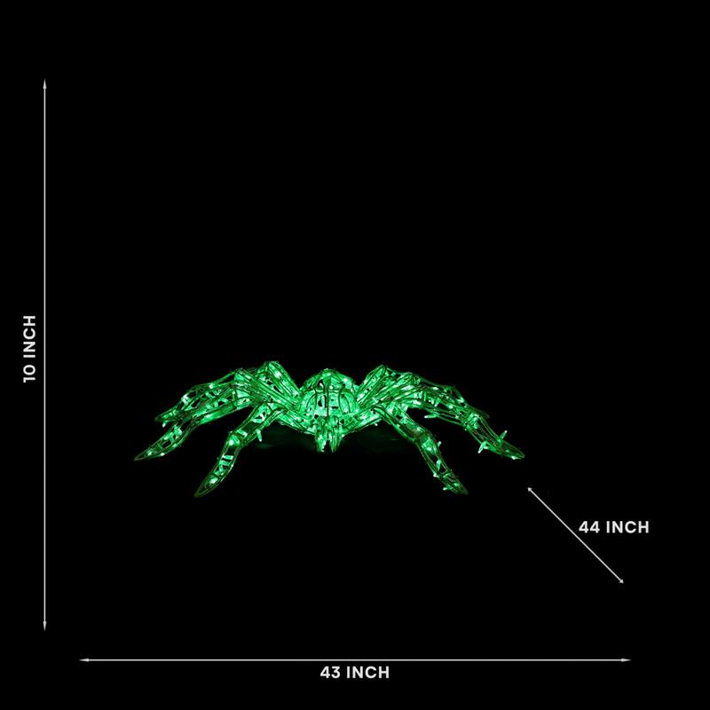 LED Lighted Outdoor Spider Halloween Decoration - 44" - Green