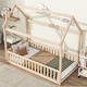 preview thumbnail 19 of 48, Twin Size Solid Wood House Bed with Guardrails for Toddlers
