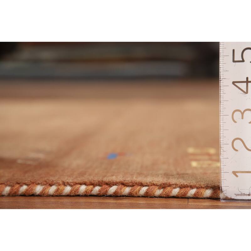 Hand Knotted Oriental 100% Wool Carpet Tribal Tribal Brown Gabbeh Area Rug - 5' 9'' X 4' 1''