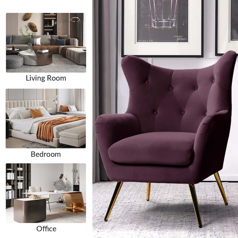 Eusebio Modern Velvet Accent Chair with Tufted Wingback for Living Room Set of 2 by HULALA HOME