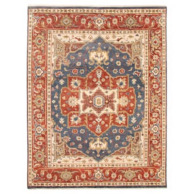 ECARPETGALLERY Hand-knotted Jules Serapi Navy Wool Rug - 7'7 x 10'1