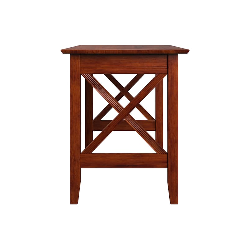 Desk with USB Charger - 48" x 24" Walnut Finish - Solid Wood Writing Table & Charging Station