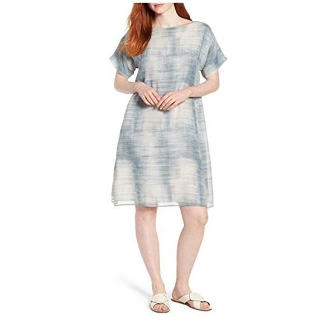 eileen fisher bateau neck silk dress
