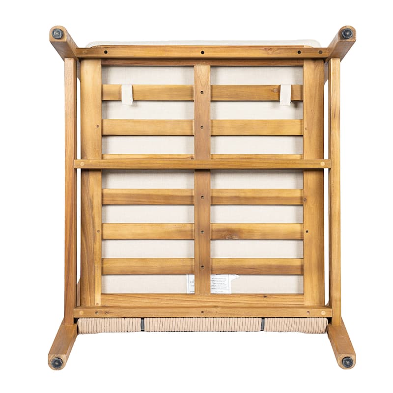 Christopher Knight Home - Outdoor Acacia Wood Club Chair with Rope Back and Water-Repellent Cushions