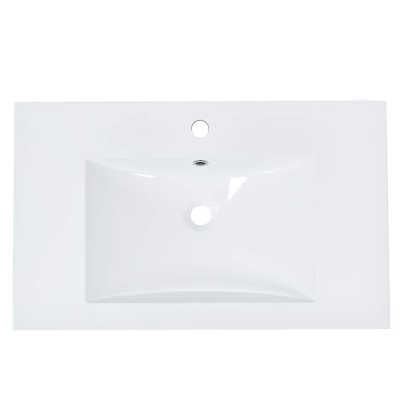 [Sink Only]30" Bathroom vanity,Clean and Elegant Sink: The sink is made of resin, offering durability and ease of cleaning - Painted - Single Vanities - White