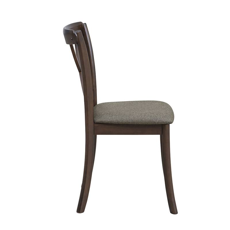 Wooden X Back Dining Chairs Set of 2, Modern Fabric Upholstered Kitchen Side 2PC Chairs