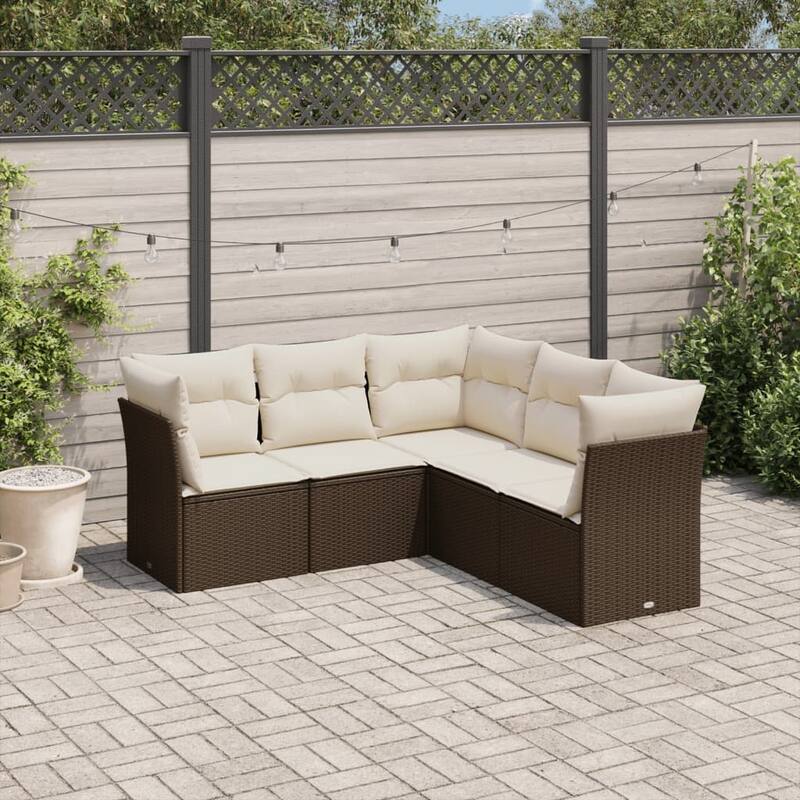 vidaXL Garden Sofa Set Brown, Cream white - 24.4 x 24.4 x 27.2