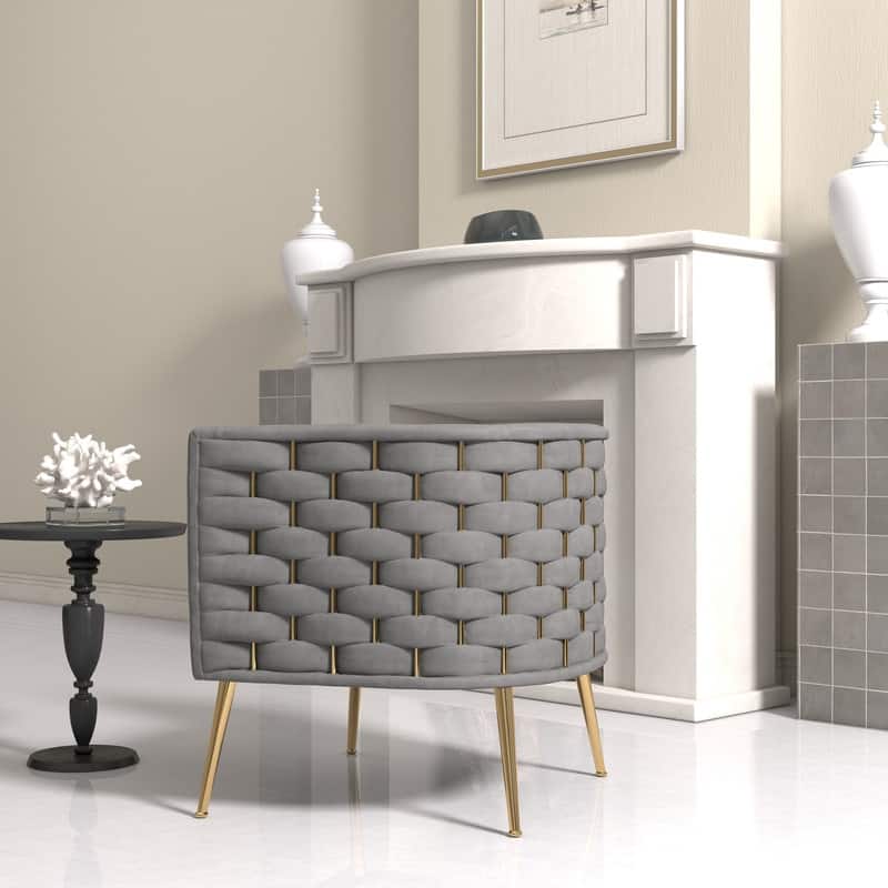 SEYNAR Mid-Century Modern Velvet Round Accent Chair for Living Room