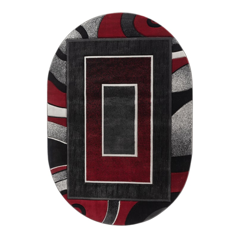 Glamour Red/Black Polypropylene Area Rug