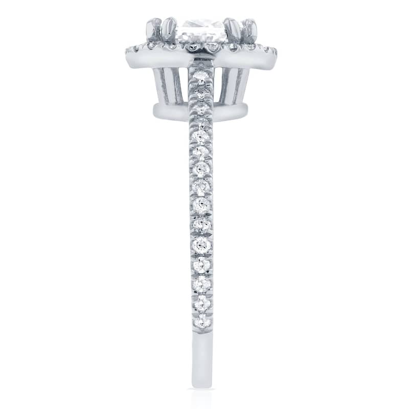 Annello by Kobelli 14k White Gold 1 1/5ct TGW Moissanite and Diamond Traditional Oval Halo Engagement Ring