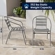 preview thumbnail 18 of 35, 23.5" Square Glass Metal Table with 2 Metal Aluminum Slat Stack Chairs