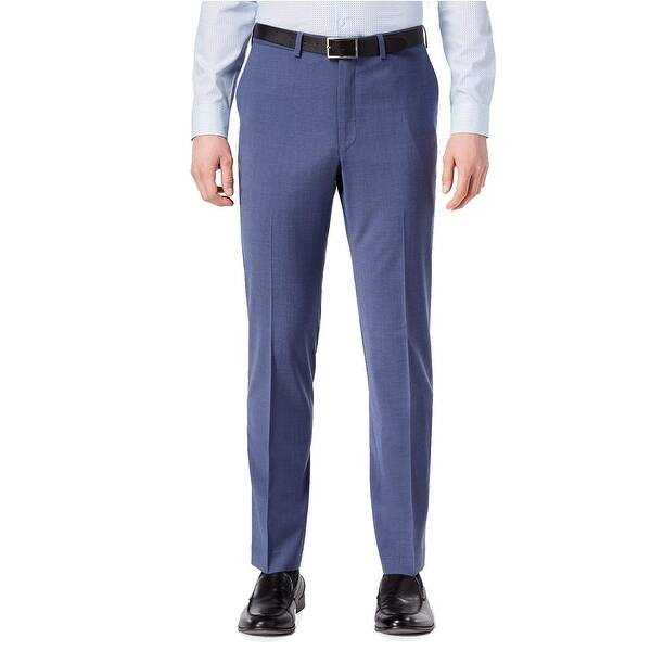 Shop Dkny Solid Blue Mens Size 36x30 Dress Flat Front Wool Pants