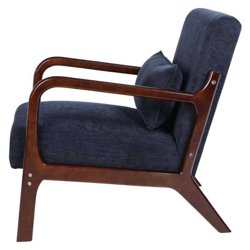 Mid-Century Modern Accent Chair with Solid Wood Frame and Detachable Lumbar Pillow for Living Room or Bedroom