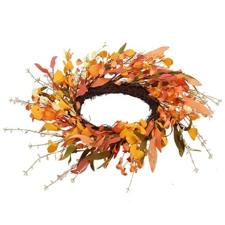 20" Fall Wreath for Front Door,Artificial Orange Fall Leaf Wreath with ...