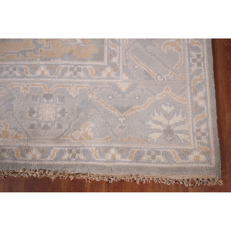 All-Over Gray Oushak Indian Square Area Rug Handmade Wool Carpet - 8'0"x 7'8"