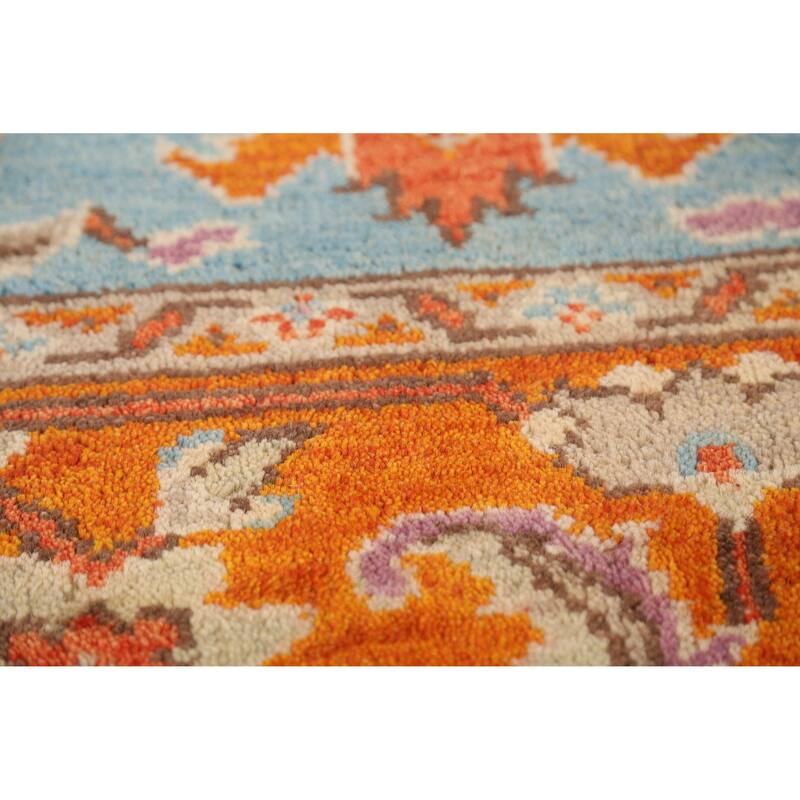 Blue Heriz Serapi Indian Area Rug Hand-Knotted Traditional Wool Carpet - 8'10" x 11'9"
