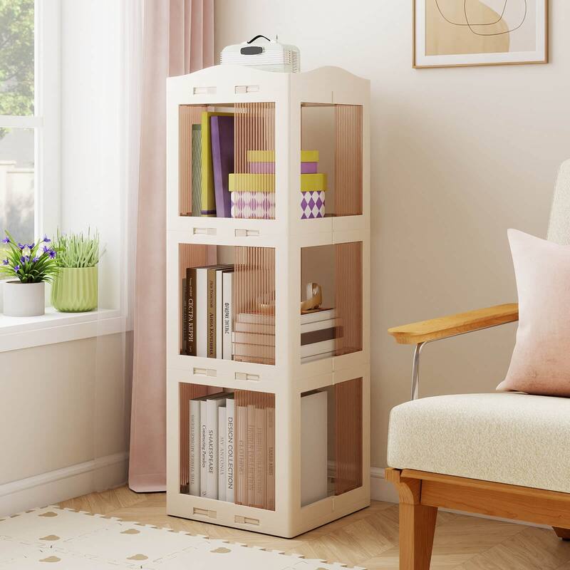 Costway 360° Spinning Bookcase with Swivel Base, 3-Tier Revolving - See Details