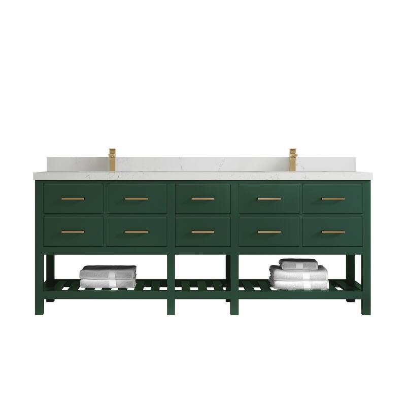 Willow Collections 84 in. W x 22 in. D Parker Double Sink Bathroom vanity with Regular Countertop - 2" Empira - Lafayette Green